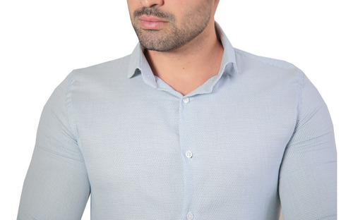Imagem 2 de 6 de Camisa Social Ml Super Slim Maquinetada