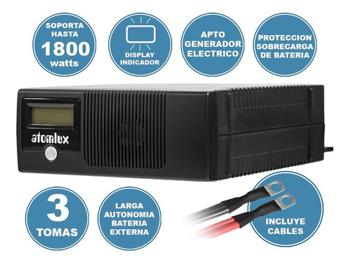 Imagen 3 de 9 de Atomlux Inversor INV1800 1800VA - Negro - 220V - 220V