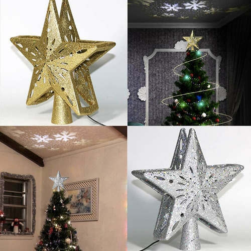 Estrella Arbol Navidad Punta Lampara Proyector Nevado Led