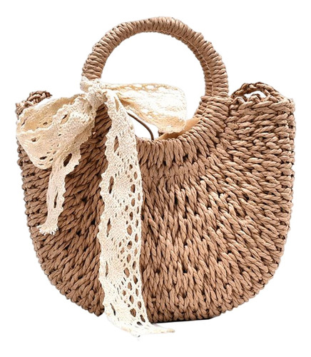 Bolso De Paja Bohemio, Bolso De Mano Tejido Para Compras En