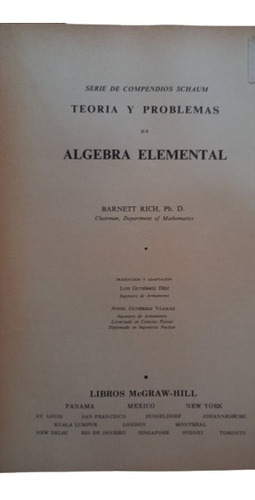 Libro Algebra Elemental 2700 Probl Resueltos 3300 Probl Supl (Usado)