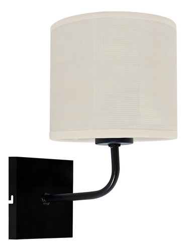Aplique Pared Velador Curvo Lampara Cabecera Habitacion Led Estructura Negro/Arpillera Clara
