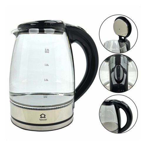 Chaleira Elétrica Vidro Inox Bule Jarro 220v Garrafa 1500w Futuro Casa