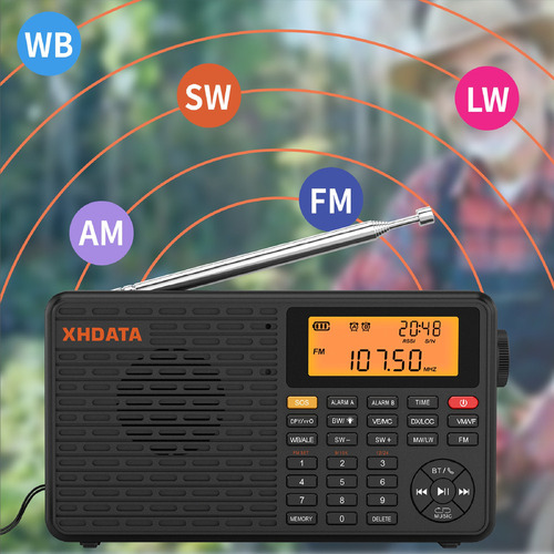 Rádio Dsp Portátil Xhdata D-109wb Alto-falante Fm/mw/sw/lw