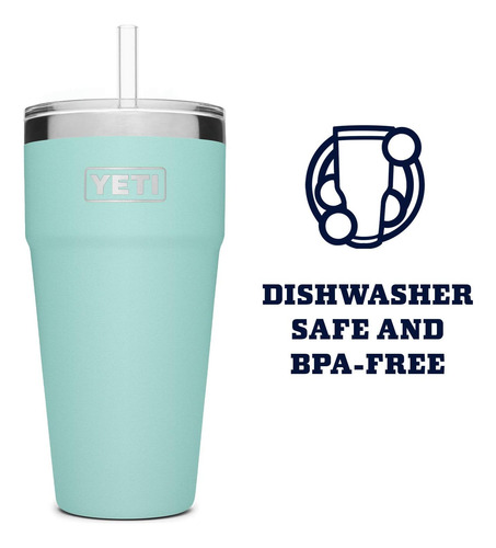 Vaso Yeti Rambler 750 Ml Aislada Con Popote, Acero, Seafoam