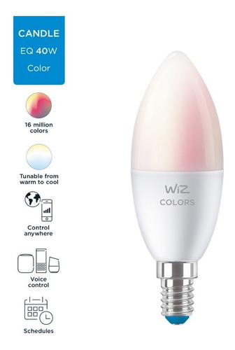 Imagen 2 de 8 de Ampolleta Led Wiz Colores Wifi E14 Google Alexa Matter