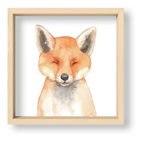 Cuadros Nordicos 20x20 Box Madera Natural Kid Fox