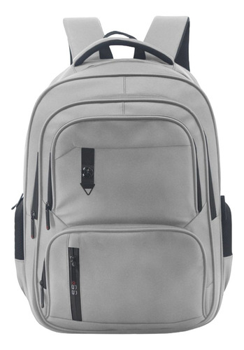 Mochila Porta Notebook Con Usb Ejecutiva Reforzada Viaje Color Gris Diseño De La Tela Liso
