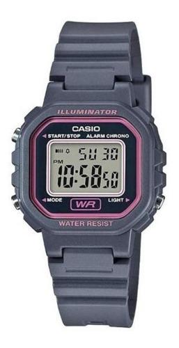 Relógio Feminino Infantil Casio Cinza E Rosa Pequeno Digital