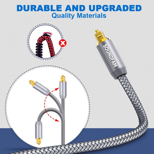 Cable De Audio Óptico Digital Cable Toslink Chapado D...