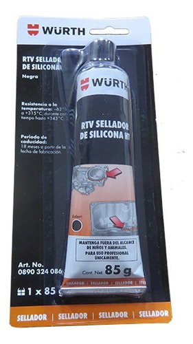 Silicona Alta Temperatura Rtv Negra 85 G Wurth