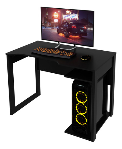 Escrivaninha Mesa Gamer para Computador 1 Prateleira ME4161 Preto/Azul - Tecnomobili