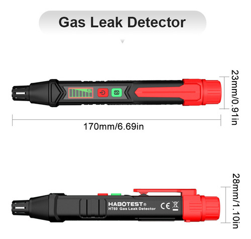 Detector De Gás Portátil Habotest Ht60 Com Alarme Audible.vi