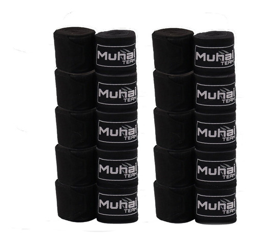 10 Par De Vendas Para Boxeo Mma Muhai Team De 4.5 Metros Color Negro