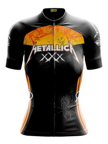 Camisa Metallica Feminina Ciclismo Tour Preta Ciclismo Bike