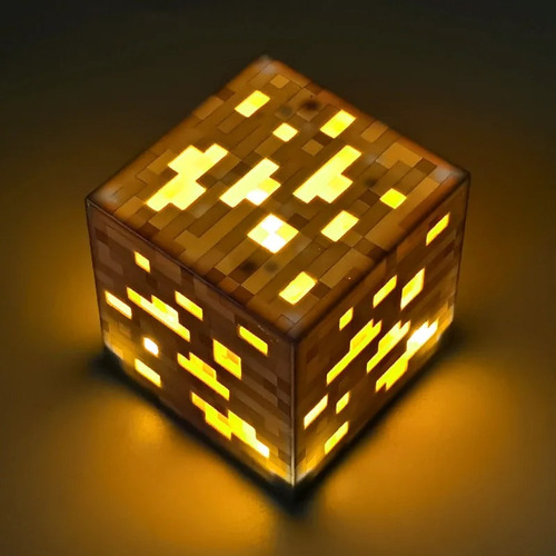 Crafties Lámpara Cubo Mineral Led Touch Recargable Gamer Amarillo