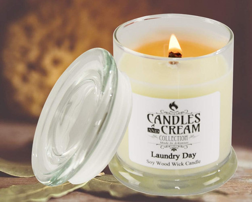 Velas Y Vela De Mecha De Madera De Soja De Velas Y Crema, Va