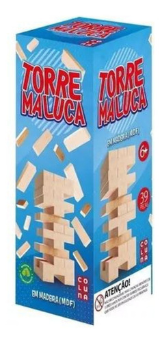 Jogo Caiu Perdeu Torre Maluca De Madeira Com 39 Pecas