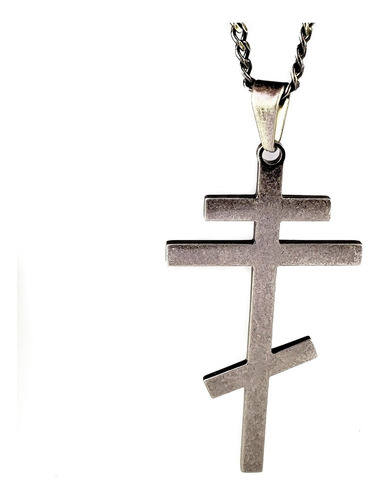 L Colar Com Pingente De Cruz Ortodoxa, Crucifixo Russo, Aço
