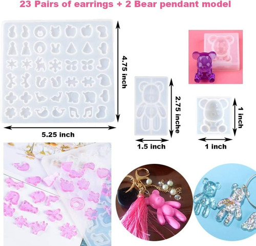 Kit Molde Resina Silicona Manualidades Joyeria 159 Piezas