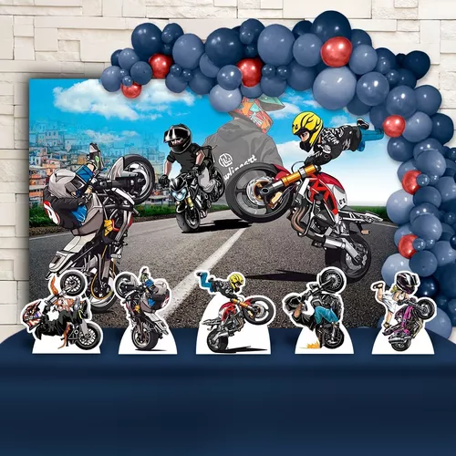 Kit Painel + Displays Festa Infantil Moto Grau Motocross