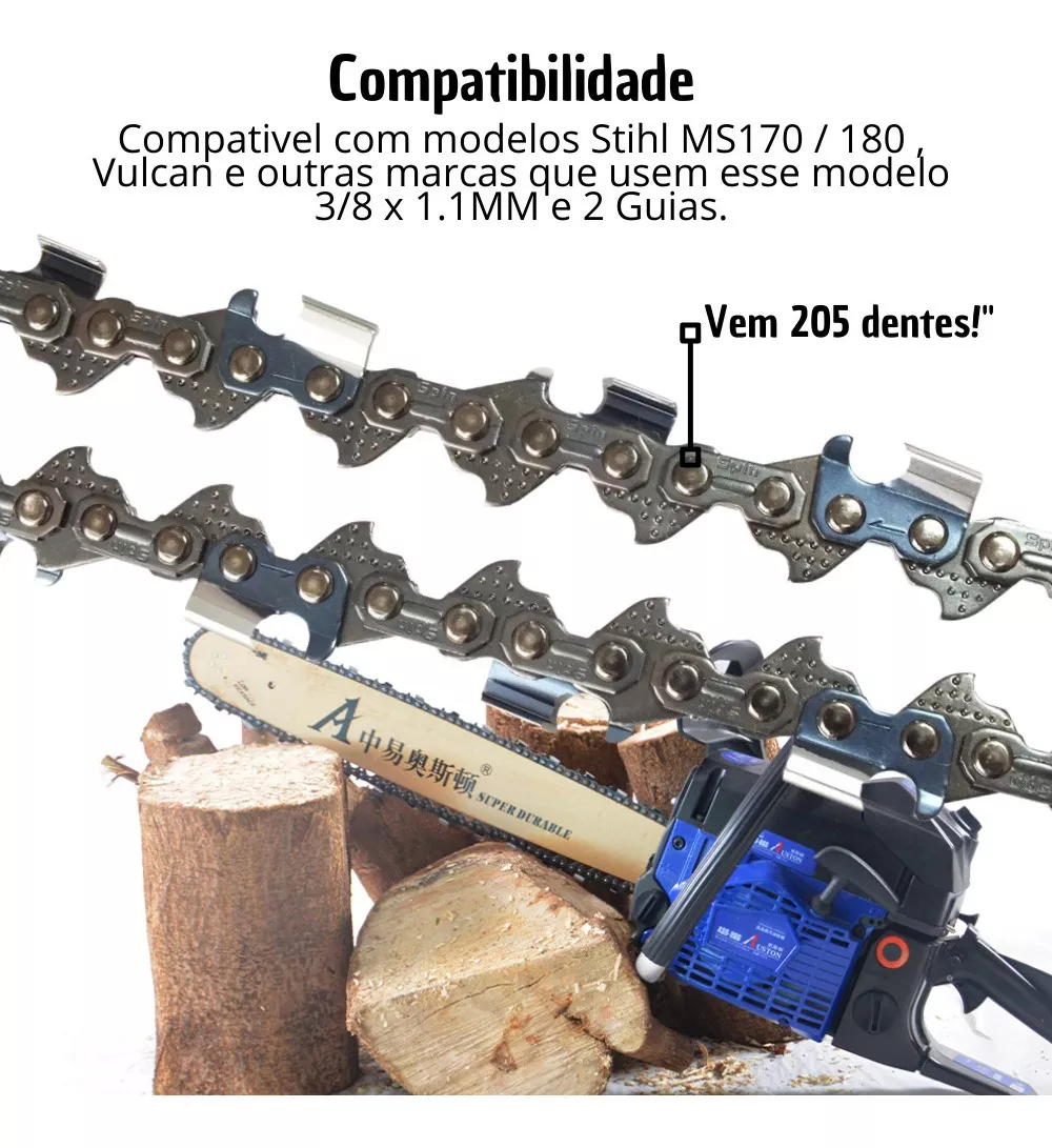 Segunda imagem para pesquisa de corrente motosserra stihl ms 180