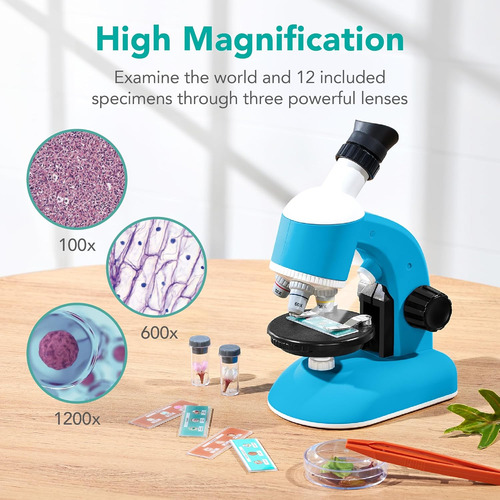 Microscopio Para Niños, Kit De Ciencia Con Aumento 100x A 12