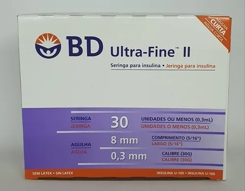 Imagen 2 de 3 de Jeringas Bd Ultra-fine 0.3 Ml X 6mm Calibre 31g X 100
