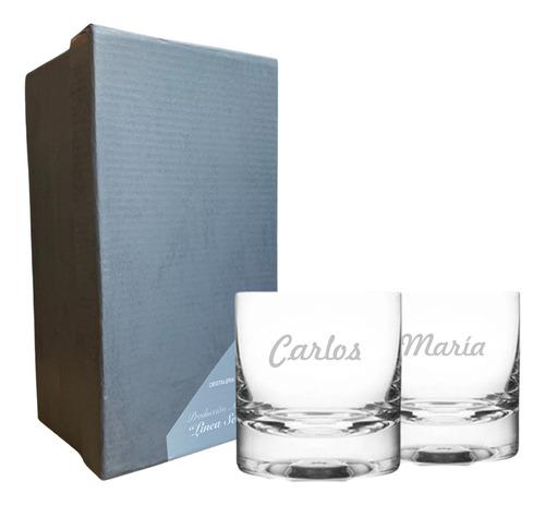 Vaso De Whisky Cristal Estuche X2 Grabado Personalizado