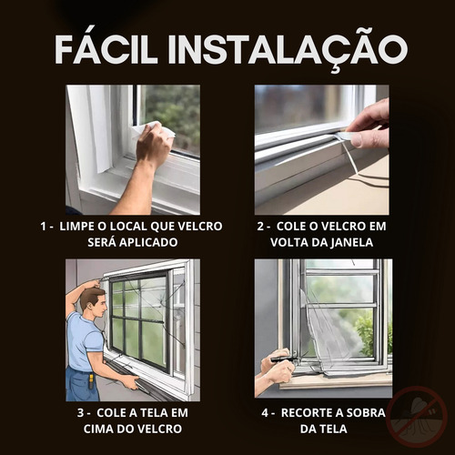 Kit 6 Tela Mosqueteira Para Janela Com Velcro Ajustável 130x150 Protetor Anti Inseto Mosquito Pernilongo Contra Insetos Atmas