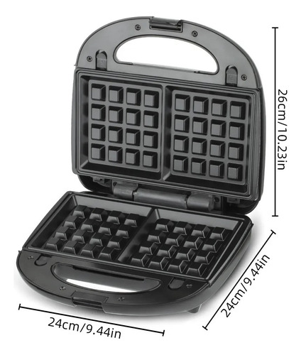 Maquina Sandwichera Waflera Donera Premium 6 En 1 Negro Y Plateado
