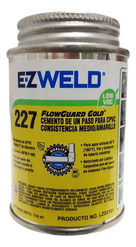 Pegamento Cemento Cpvc Amarillo Lata 118ml 227 Ez Weld