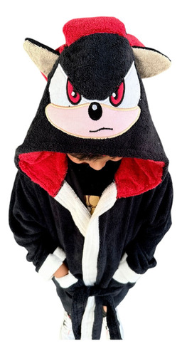 Bata De Baño Infantil Microfibra Shadow Sonic Gorro Bordado