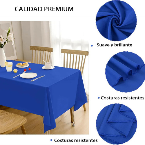 3unidades Mantel Rectangular Decoración Fiesta Hogar 3mx1.5m Azul