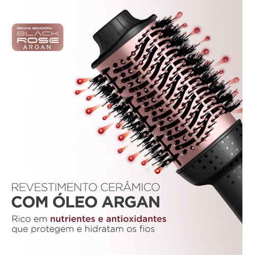 Cepillo secador Mondial Silver Red Es-07 1200 W de 3 velocidades