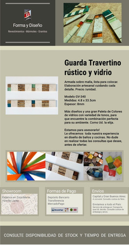 Imagen 2 de 7 de Guarda Travertino, Venecitas Vidrio, Gv340 - Forma Y Diseño
