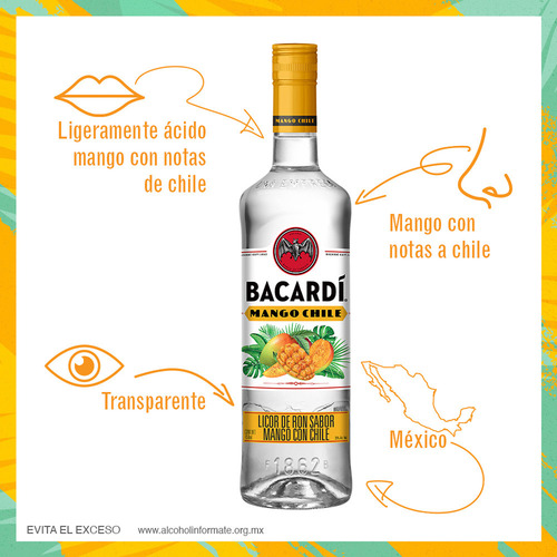 Pack De 4 Licor De Ron Bacardi Mango Chile 750 Ml