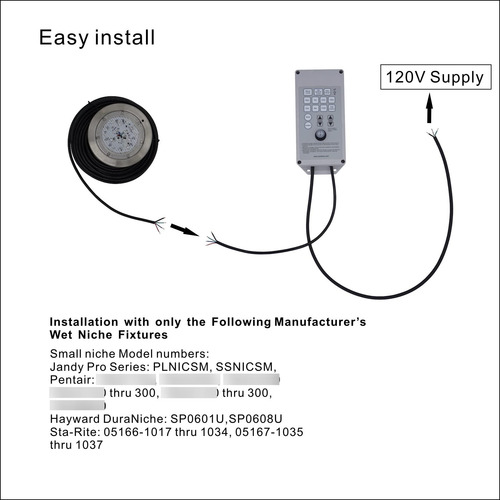 Luz Led 6 Pulgadas Poolexa Ss0650x Para Piscina Con Cable 15 Color De La Luz
