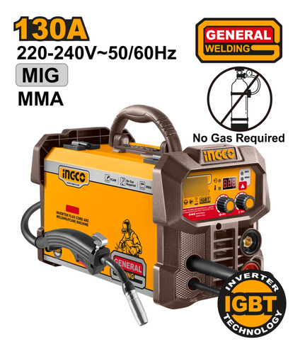 Soldadora Inverter Fcaw Mig/mma 130a 220-240v Ingco