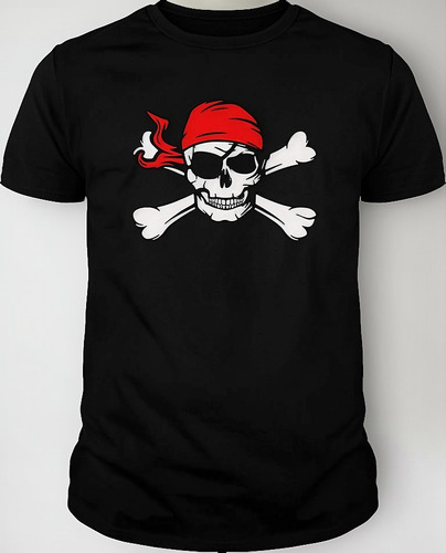 Playera Calavera Pirata Parche Cab/dam/inf 100% Algodón