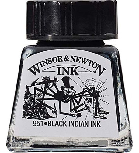 Botella De Tinta De Dibujo Winsor Y Newton, 14 Ml, Negro Ind