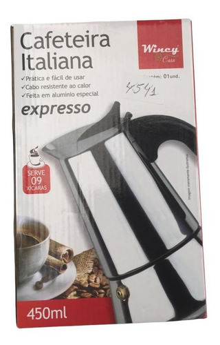 Imagem 2 de 6 de Cafeteira Italiana Aço Inox 450ml 9 Xicaras - Wincy K4541
