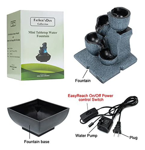 Fuente De Mesa Con Cascada De 4 Niveles Y Luz Rgb