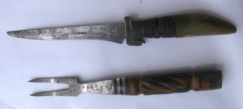 Cuchillo Y Tenedor Antiguos Sellados Toledo Y Bm