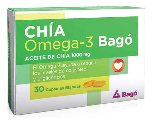 Chia Omega 3 Bagó Aceite De Chia Colesterol X 30 Capsulas