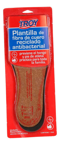 Plantilla De Cuero Troy Antibacterial Recortable 25003903 Color Marrón Tamaño De La Plantilla 1