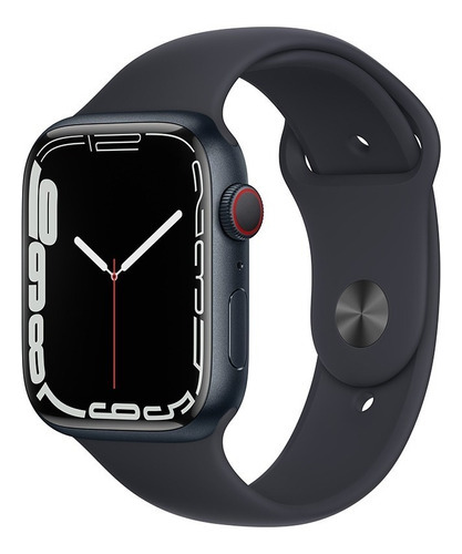 Apple Watch Series 7 (GPS + Cellular, 45mm) - Caixa de alumínio meia-noite - Pulseira esportiva meia-noite - Distribuidor Autorizado