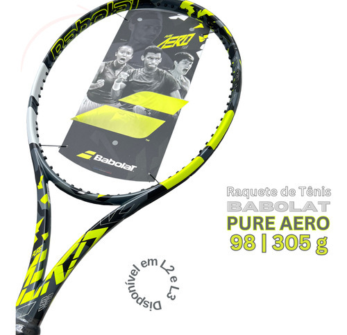 Babolat Pure Aero 98 raqueta alcaraz 305g 16x20 2023 negro y amarillo