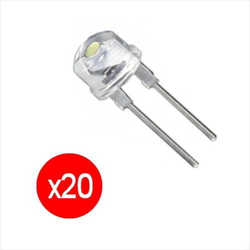 Pack De 20 Diodos Led 8mm Luz Blanca Fría