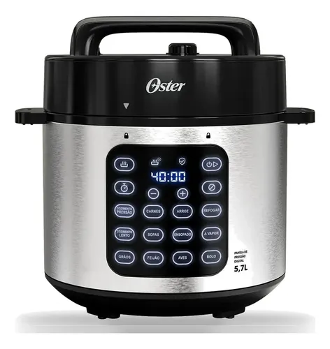 Panela de Pressão Elétrica Digital Oster 5,7L 220V 1000W Inox OPAN930